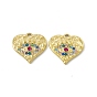 Vacuum Plating 201 Stainless Steel Charms, Colorful Rhinestone Heart with Evil Eye
