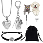 Kits para hacer urnas de cenizas caseras, Collares con colgante de urna para cenizas con forma de huella de pata de acero inoxidable, Llaveros con urnas funerarias de aleación para mascotas, Pulseras de eslabones de acero inoxidable con huellas de patas, bolso de terciopelo