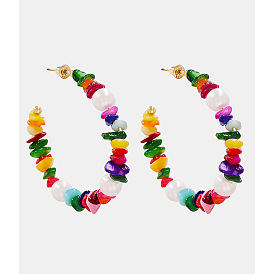 Богемные женские серьги ручной работы из бисера и разноцветных камней от juran