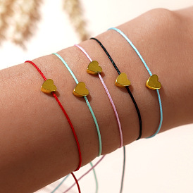 Сердечки синтетические немагнитные гематитовые бусины плетеные браслеты из бусин для пары