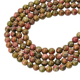 ARRICRAFT Natural Unakite Beads Strands, Round