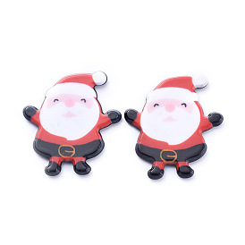 Painted Acrylic Cabochons, for Christmas Day, Santa Claus