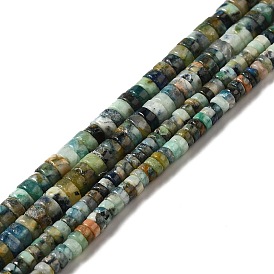 Natural Chrysocolla and Lapis Lazuli Beads Strands, Heishi Beads, Flat Round/Disc