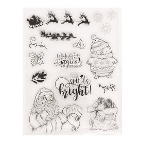 Clear Silicone Stamps, for DIY Scrapbooking, Photo Album Decorative, Cards Making, Stamp Sheets, Santa Claus & Reindeer/Stag & penguin & Snowflake
