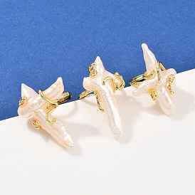 Перстни с натуральным жемчугом, латунные регулируемые кольца для женщин, долговечный