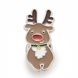Christmas Reindeer Enamel Pin, Alloy Badge for Backpack Clothes, Platinum