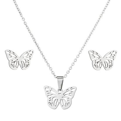 Minimalist Fashion Personality Women's Necklace Set with Hollow Butterfly Pendant