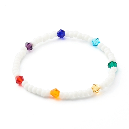Imitation Austrian Crystal Bicone Glass Beads & Opaque Glass Beads Stretch Bracelets