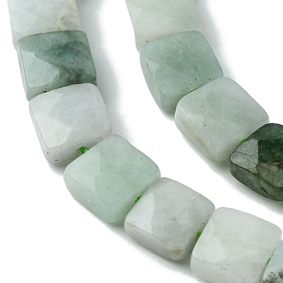 Natural Myanmar Jadeite Beads Strands, Faceted, Square