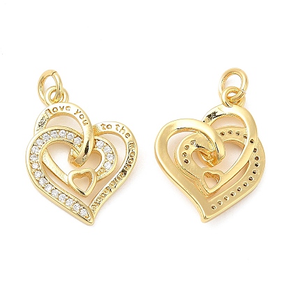 Brass Micro Pave Cubic Zirconia Pendants, Heart