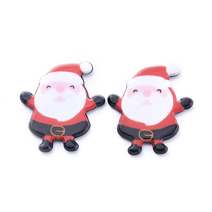 Painted Acrylic Cabochons, for Christmas Day, Santa Claus