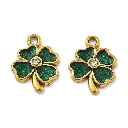 304 из нержавеющей стали горный хрусталь подвески, с эмалью, ионное покрытие (ip), клевер очарование