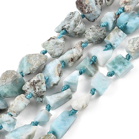 Необработанные нити из натуральных бусин ларимара, самородки
