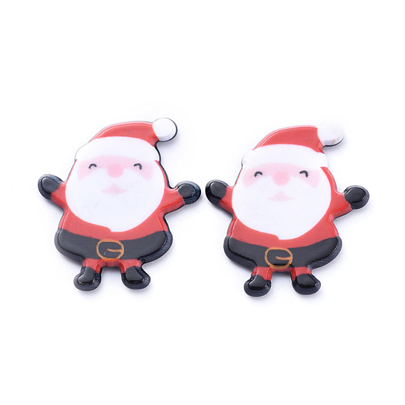 Painted Acrylic Cabochons, for Christmas Day, Santa Claus