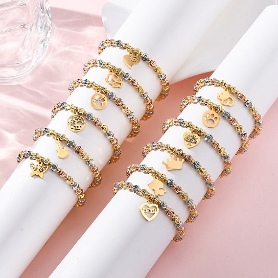 Браслеты из латуни, с 304 подвесками из нержавеющей стали