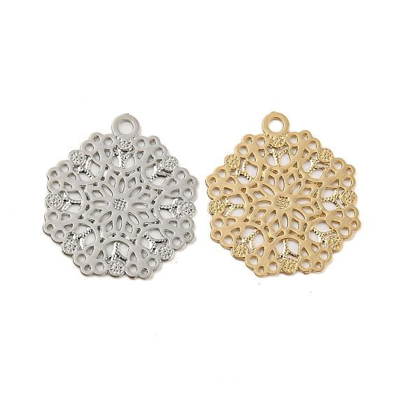 Подвески из латунного травленого металла, долговечный, без кадмия, без никеля и без свинца, восьмиугольник с выемкой