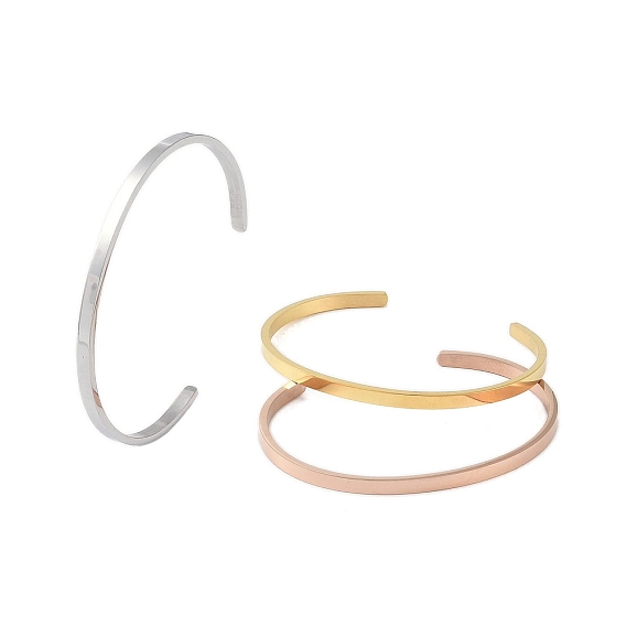 Adjustable 304 Stainless Steel Open Cuff Bangles for Women