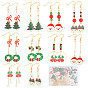 Набор для изготовления рождественских сережек, в том числе стеклянные бусины, Подвески из эмали из сплава Деда Мороза, дерева, банта и снеговика, крюк латунные серьги