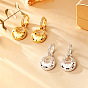Brass Micro Pave Cubic Zirconia Hoop Dangle Earrings, Round