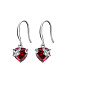 Cubic Zirconia Heart Dangle Earrings, Real Platinum Plated 925 Sterling Silver Earrings for Women