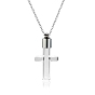 Transparent  Glass Pendants, with Stainless Steel Chain, Cross