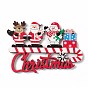 Новогоднее украшение деревянная дверная табличка, деревянные большие подвески для подвешивания на дверь, слово рождество с оленями / оленем, дедом морозом, снеговиком и подарочными коробками