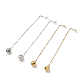 304 длинная цепочка из нержавеющей стали с маленькими серьгами-гвоздиками в виде колокольчиков для женщин