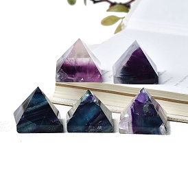 Natural Fluorite Pyramid Figurines Statues for Home Office Desktop Decoration