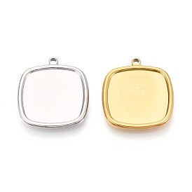 304 Настройки кабошон из нержавеющей стали кулон, ионное покрытие (ip), прямоугольные