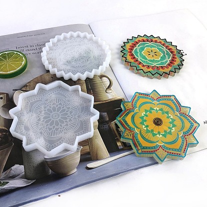 DIY Flower Coaster Silicone Molds, Resin Casting Coaster Molds, For UV Resin, Epoxy Resin Craft Making