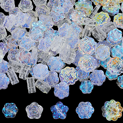 150 шт. 5 стили гальванических стеклянных бусин, с покрытием красочным, цветок