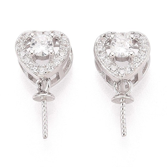 925 подвеска в форме сердца из стерлингового серебра с микропаве из кубических цирконий, шапка из бисера