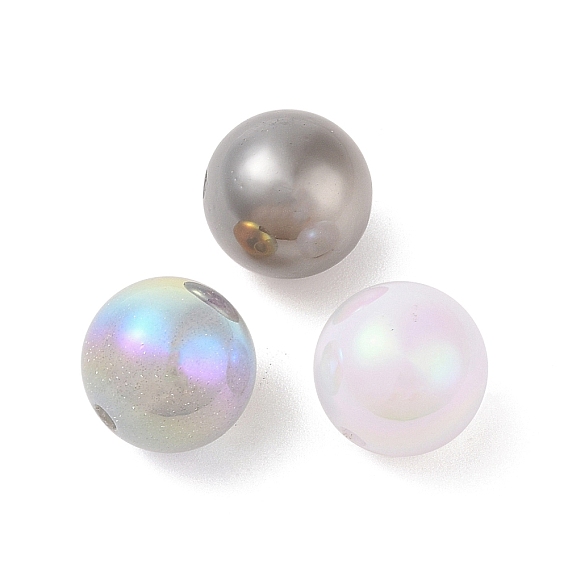 Покрытые бусины из АБС-пластика, круглые