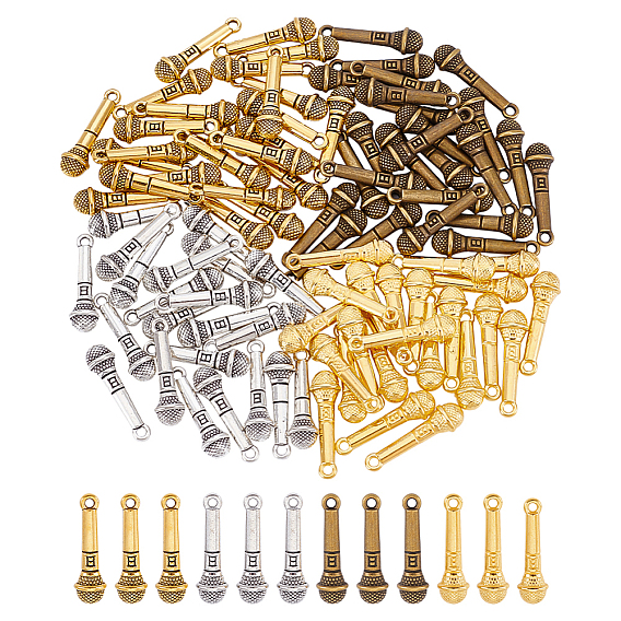 100 шт 4 стили подвески из сплава в тибетском стиле, микрофон