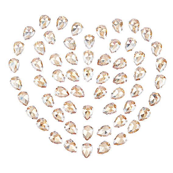 Шить на горный хрусталь, многожильных ссылки, стекло горный хрусталь, с латунными зубцами в платиновых тонах, аксессуары для одежды, граненые, слеза