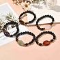 Natural Lava Rock & Oval Mixed Stone Beads Stretch Bracelet, Essential Oil Anxiety Aromatherapy Jewelry Gift