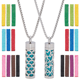 2 шт. 2 стили ожерелья с подвеской-диффузором из нержавеющей стали для женщин, с прокладками, цвет нержавеющей стали