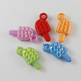 Opaque AB Color Acrylic Ice Lolly Pendants, Mixed Color, 22x10x4mm, Hole: 3mm, about 1260pcs/500g