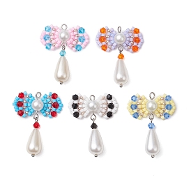 Стеклянные бусины ручной работы, Ткацкий станок, с акриловыми шариками, бантом кулон