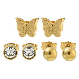 Ion Plating(IP) 304 Stainless Steel Stud Earrings, Golden