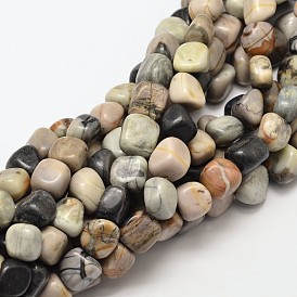 Natural Polychrome Jasper/Picasso Stone/Picasso Jasper Nuggets Beads Strands, Tumbled Stone, 9~13x9~13x9~13mm, Hole: 1mm, about 35~40pcs/strand, 15.7 inch