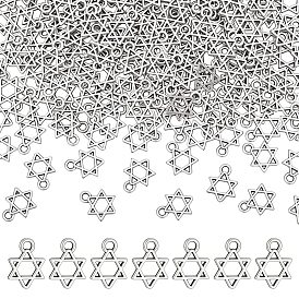 200Pcs Tibetan Style Alloy Charms, Star of David Charms