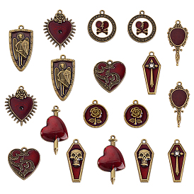 18 шт 9 стили подвески из сплава эмали, античная бронза