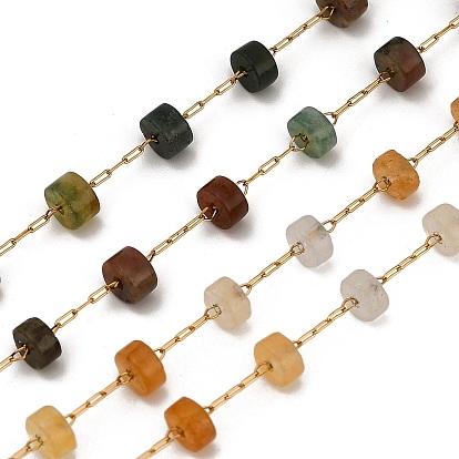 Ручная работа 304 бусины из нержавеющей стали с драгоценными камнями плоские круглые звенья, долговечный, пайки, с катушкой, ионное покрытие (ip), реальный 18 k позолоченный