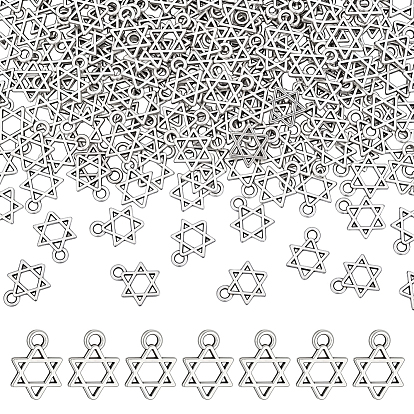 200Pcs Tibetan Style Alloy Charms, Star of David Charms