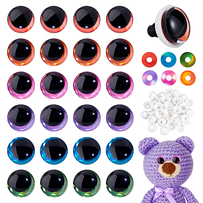 48 шт. 6 цветные смоляные безопасные глаза, с распоркой, для поделок куклы игрушки кукольные плюшевые животные изготовление