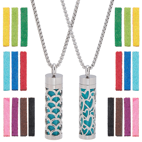 2 шт. 2 стили ожерелья с подвеской-диффузором из нержавеющей стали для женщин, с прокладками, цвет нержавеющей стали