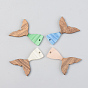 Opaque Resin & Walnut Wood Pendants, Mermaid Fishtail Shape