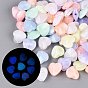Luminous Two Tone Color Transparent Acrylic Beads, Heart, Glow in the Dark, with Glitter Powder