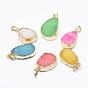 Electroplated Natural Druzy Agate Pendants, Golden, Drop